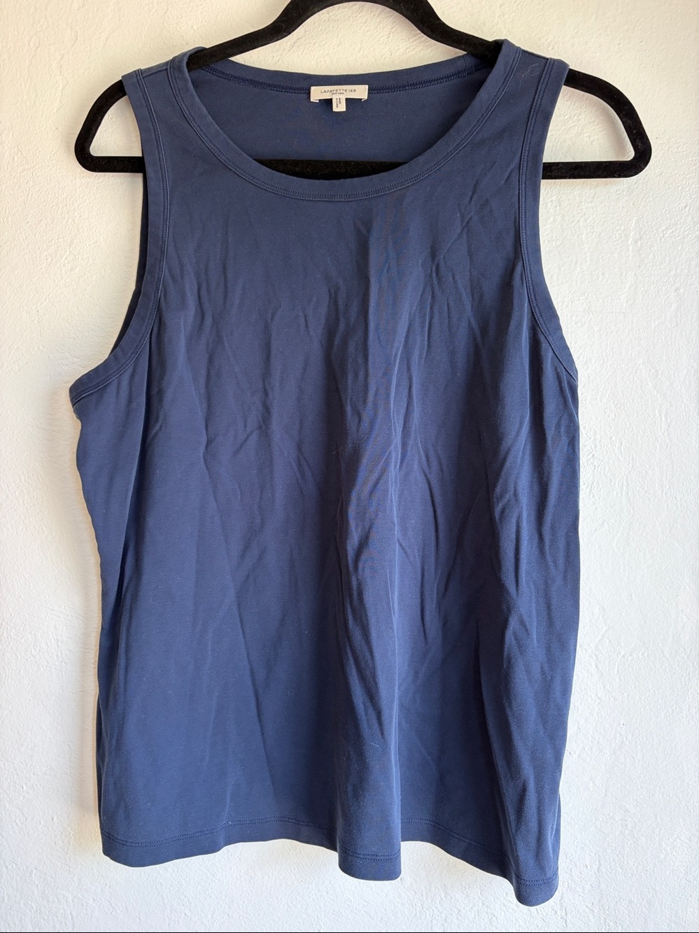 Lafayette 148 New York navy blue Cotton elastane Tank Shell Top size xl